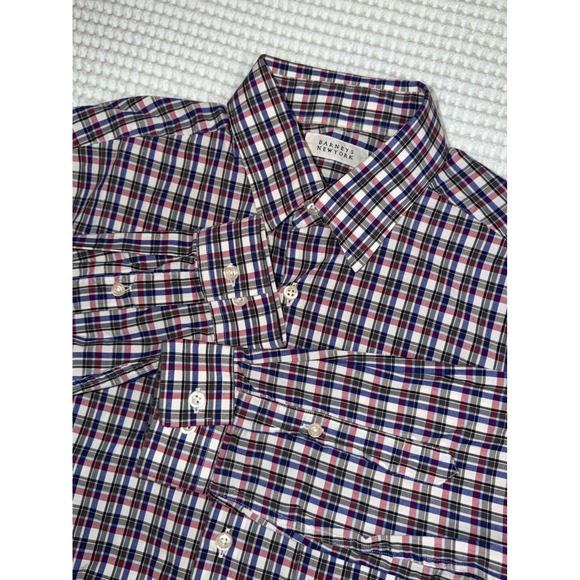 Barneys New York Other - Barneys New York Mens Size Small Plaid Shirt Long Sleeve Button Down Purple Blue